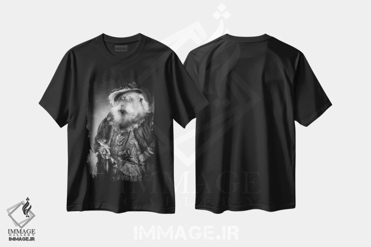 تیشرت مشکی طرح دار مایستر آسیم اوموری، نقاشی و تصویرگری سیاه و سفید اثر جف اچواریا | فروشگاه ایماژ
