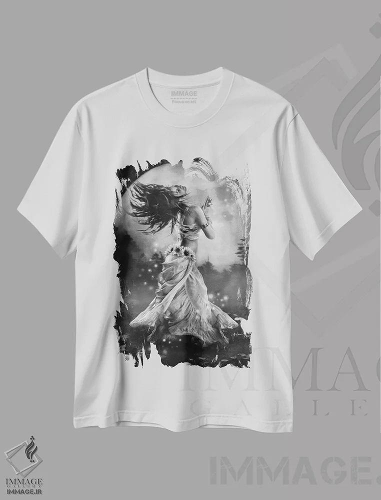 تیشرت سفید طرح دار سایه ماه، دکوراسیون جایگزین اثر جف اچواریا | immage.ir