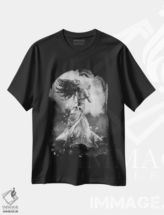 تیشرت مشکی طرح دار سایه ماه، دکوراسیون جایگزین اثر جف اچواریا | فروشگاه ایماژ