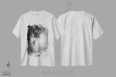 تیشرت سفید طرح دار شیر کوه مونتانا، نقاشی و تصویرگری سیاه و سفید اثر جف اچواریا | فروشگاه ایماژ