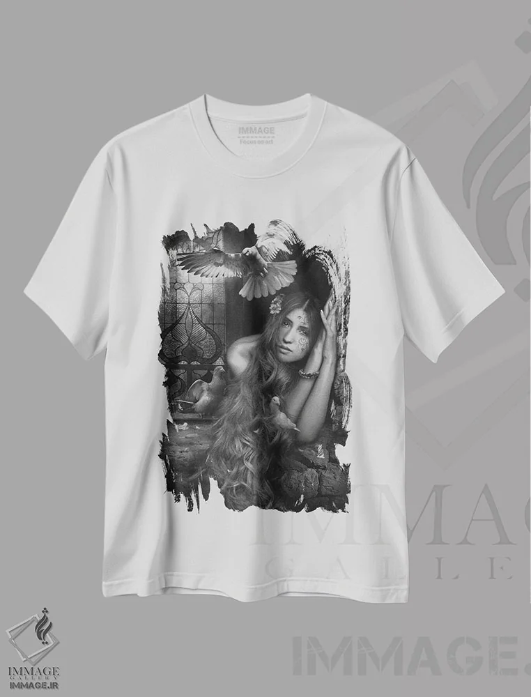 تیشرت سفید طرح دار راپونزل، دکوراسیون جایگزین اثر جف اچواریا | فروشگاه ایماژ