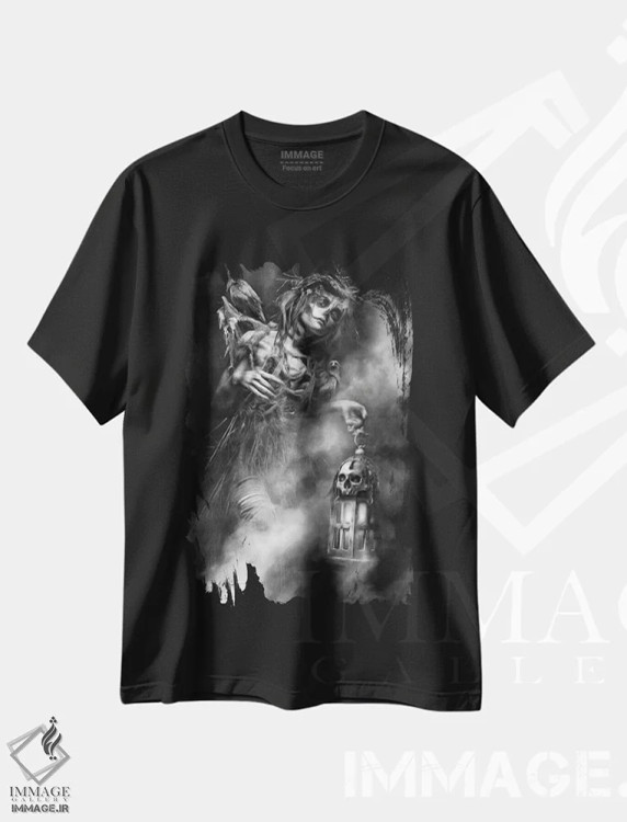 تیشرت مشکی طرح دار شب هالووین، دکوراسیون جایگزین اثر جف اچواریا | فروشگاه ایماژ