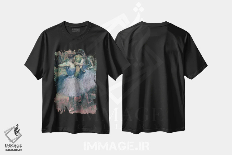 تیشرت مشکی طرح دار رقصندگان در لباس ارغوانی، هنر فاخر کلاسیک اثر ادگار دگا | فروشگاه ایماژ