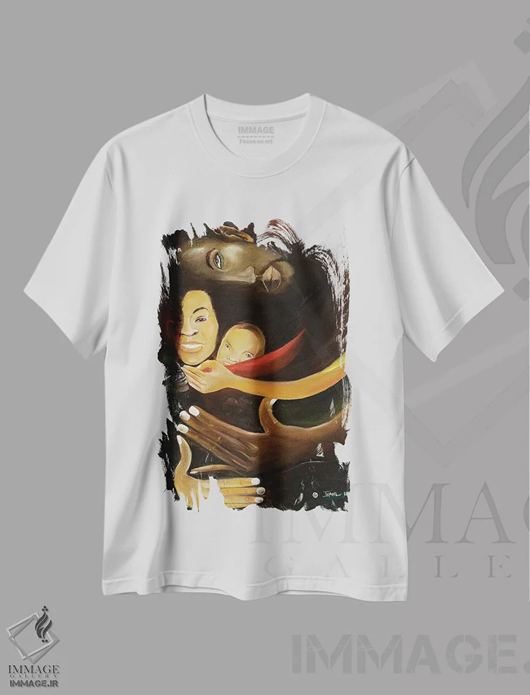 تیشرت سفید طرح دار با هم، هنر آمریکایی آفریقایی تبار اثر آیکال بکفورد | فروشگاه ایماژ