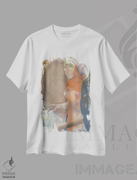 تیشرت سفید طرح دار پشت صحنه، حدود ۱۸۸۲-۱۸۸۵، هنر فاخر کلاسیک اثر ادگار دگا | immage.ir