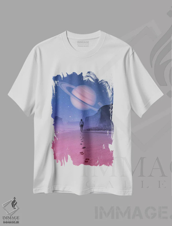 تیشرت سفید طرح دار نگاهی به یک رؤیا، هنر فاخر معاصر اثر انکل دیکا | immage.ir
