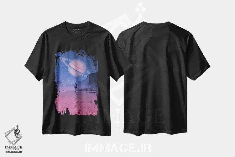 تیشرت مشکی طرح دار نگاهی به یک رؤیا، هنر فاخر معاصر اثر انکل دیکا | فروشگاه ایماژ