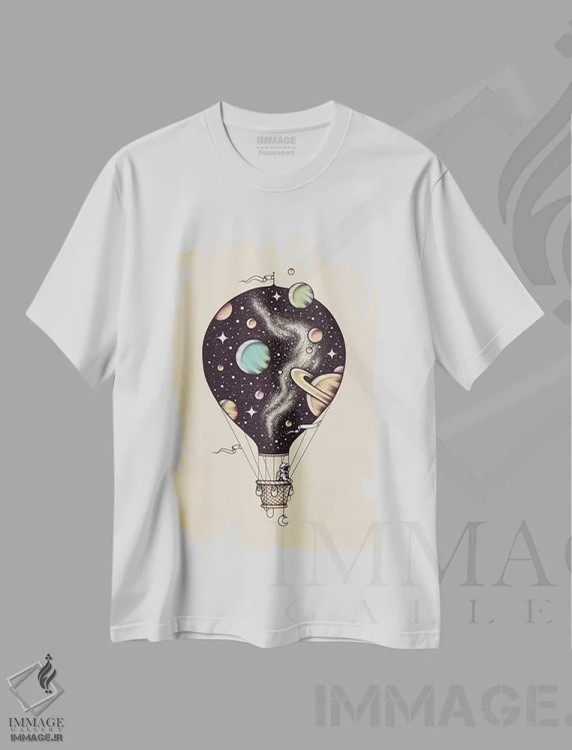 تیشرت سفید طرح دار سفر میان ستاره ای، هنر دیجیتال اثر انکل دیکا | immage.ir