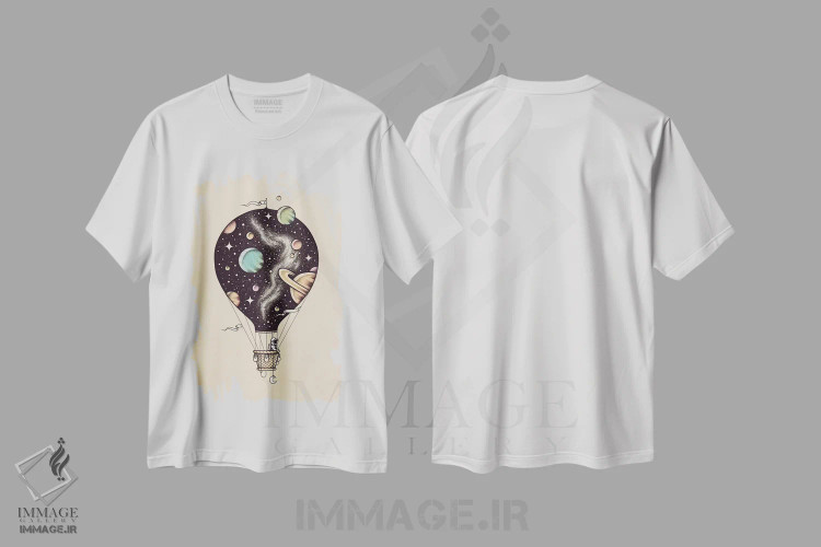 تیشرت سفید طرح دار سفر میان ستاره ای، هنر دیجیتال اثر انکل دیکا | immage.ir