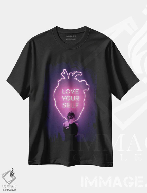 تیشرت مشکی طرح دار خودت را دوست بدار، هنر دیجیتال اثر انکل دیکا | immage.ir