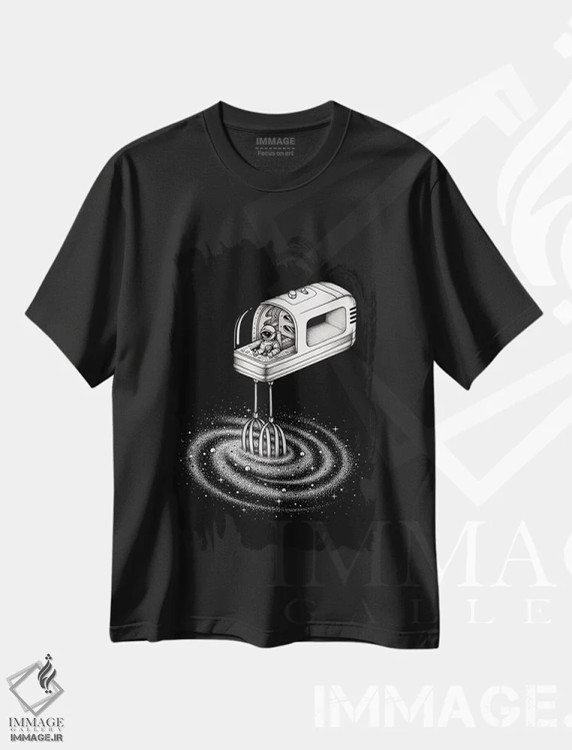 تیشرت مشکی طرح دار ترکیب کن ۲، هنر دیجیتال سیاه و سفید اثر انکل دیکا | immage.ir