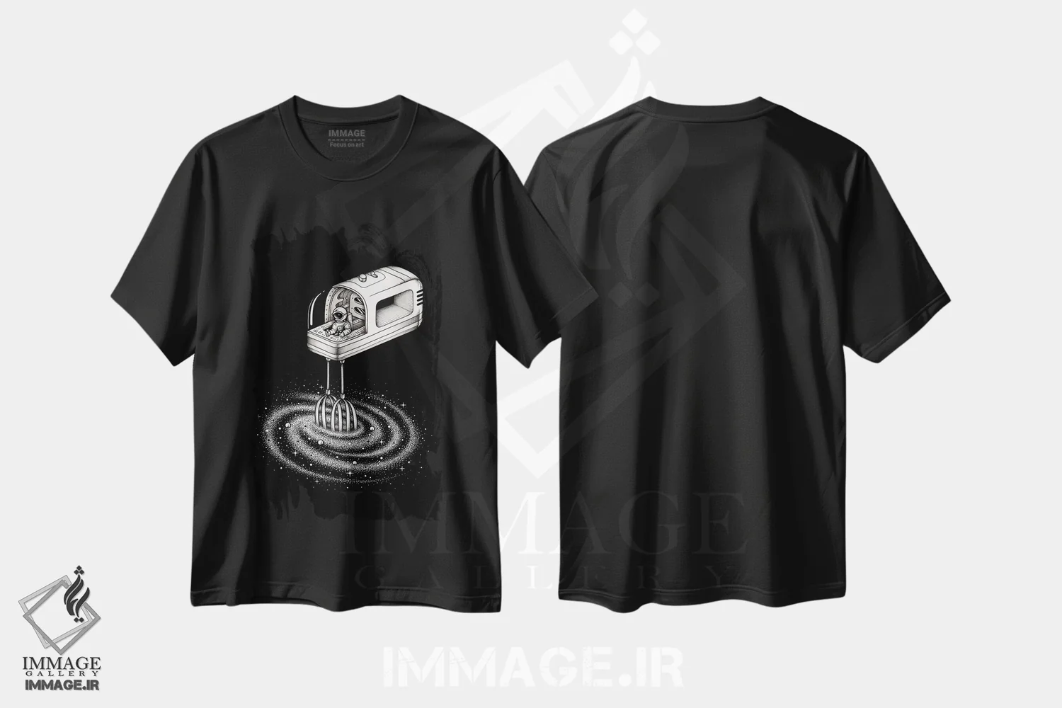 تیشرت مشکی طرح دار ترکیب کن ۲، هنر دیجیتال سیاه و سفید اثر انکل دیکا | immage.ir