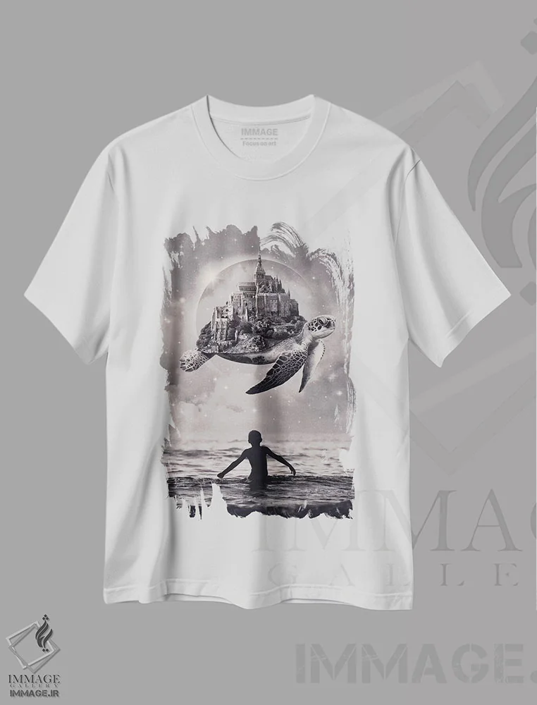 تیشرت سفید طرح دار لحظات شادکامی، هنر فاخر معاصر اثر انکل دیکا | immage.ir