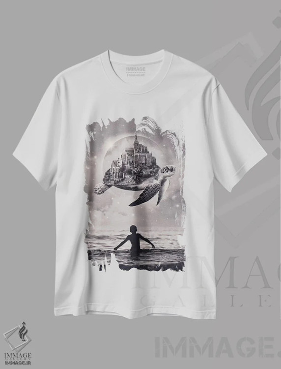 تیشرت سفید طرح دار لحظات شادکامی، هنر فاخر معاصر اثر انکل دیکا | immage.ir