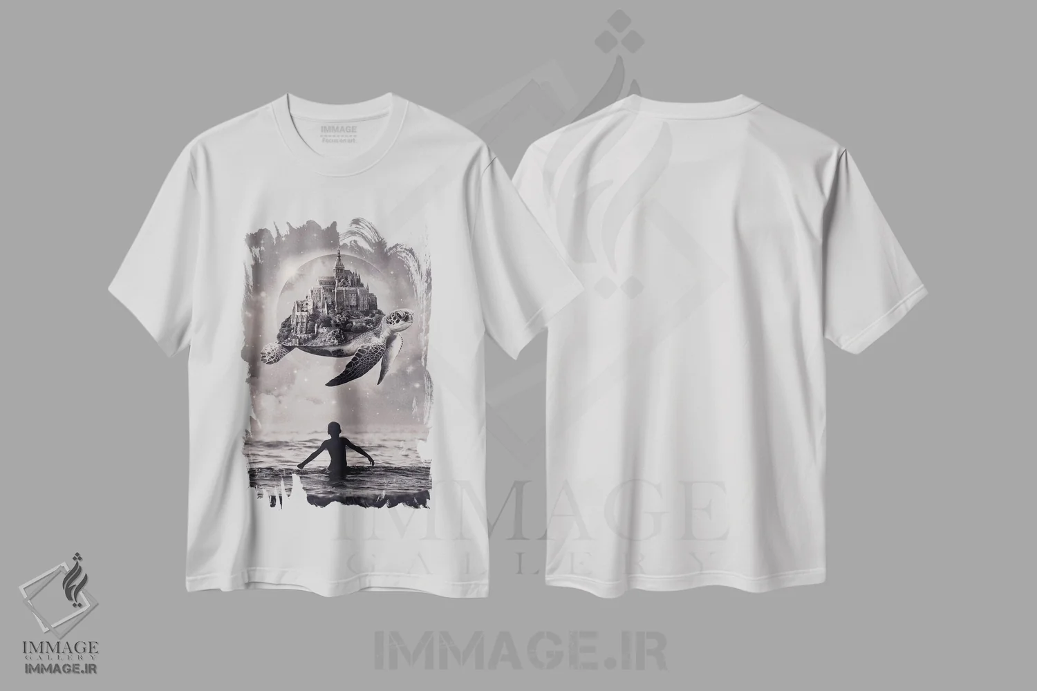 تیشرت سفید طرح دار لحظات شادکامی، هنر فاخر معاصر اثر انکل دیکا | immage.ir