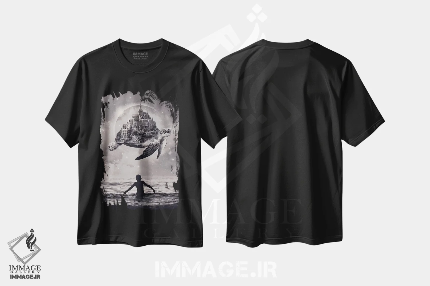 تیشرت مشکی طرح دار لحظات شادکامی، هنر فاخر معاصر اثر انکل دیکا | فروشگاه ایماژ