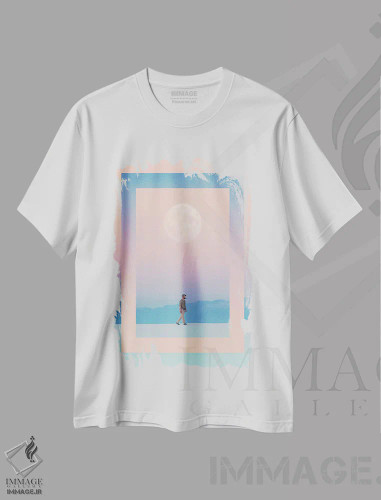تیشرت سفید طرح دار ماه پیما، هنر دیجیتال اثر انکل دیکا | فروشگاه ایماژ