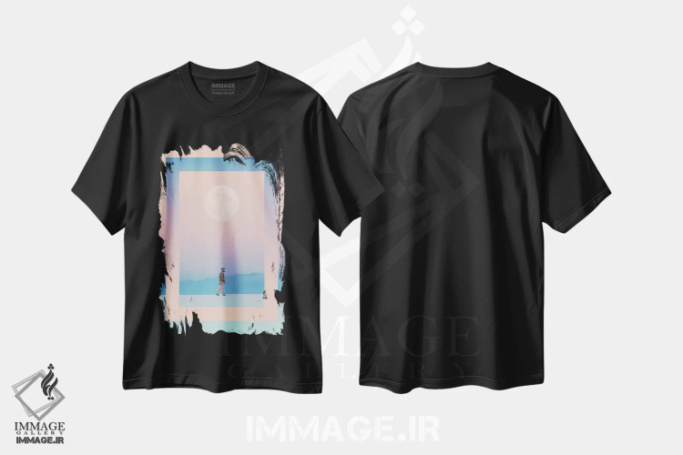تیشرت مشکی طرح دار ماه پیما، هنر دیجیتال اثر انکل دیکا | immage.ir