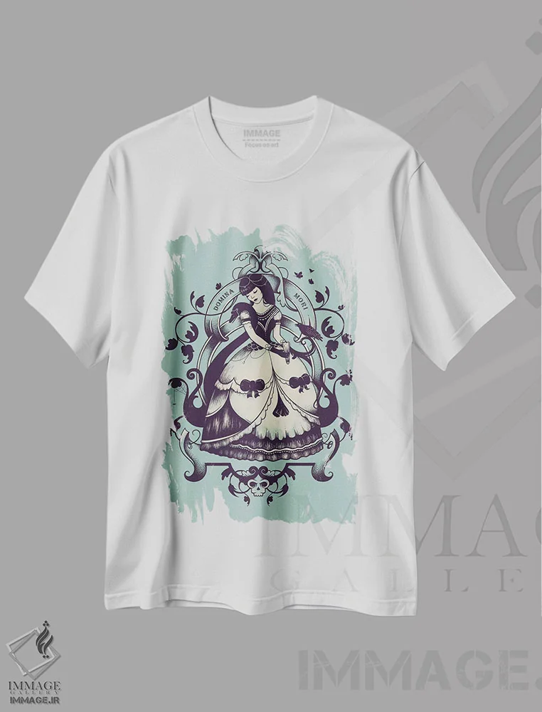 تیشرت سفید طرح دار خانم مرگ، هنر دیجیتال اثر انکل دیکا | فروشگاه ایماژ