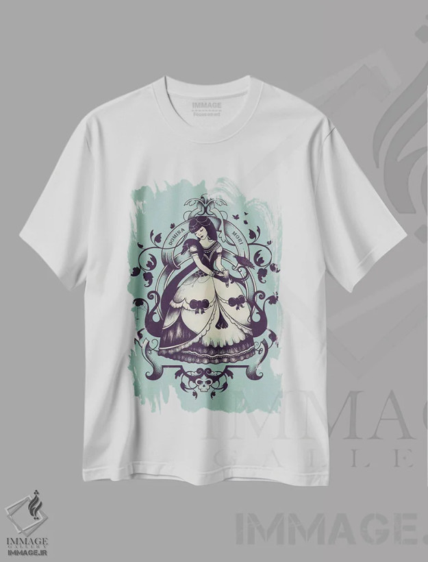 تیشرت سفید طرح دار خانم مرگ، هنر دیجیتال اثر انکل دیکا | فروشگاه ایماژ