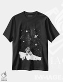 تیشرت مشکی طرح دار گرد و غبار فضایی، هنر دیجیتال سیاه و سفید اثر انکل دیکا | فروشگاه ایماژ