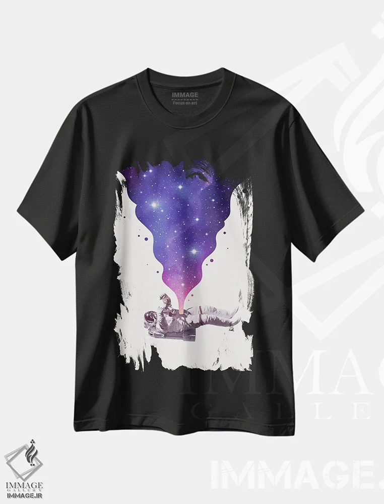 تیشرت مشکی طرح دار فضا درون، هنر دیجیتال اثر انکل دیکا | فروشگاه ایماژ