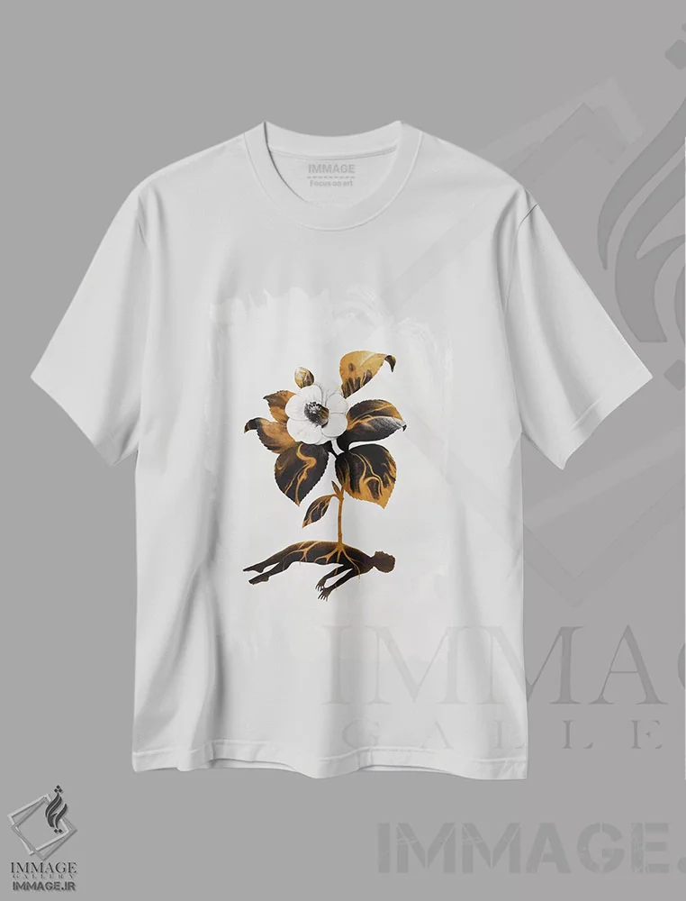 تیشرت سفید طرح دار ظرافت ترسناک زندگی، هنر دیجیتال اثر انکل دیکا | immage.ir
