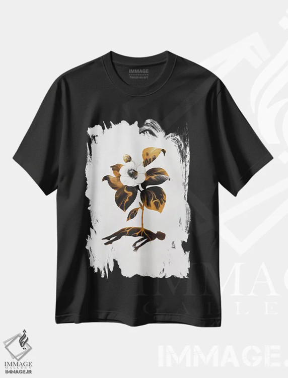 تیشرت مشکی طرح دار ظرافت ترسناک زندگی، هنر دیجیتال اثر انکل دیکا | فروشگاه ایماژ
