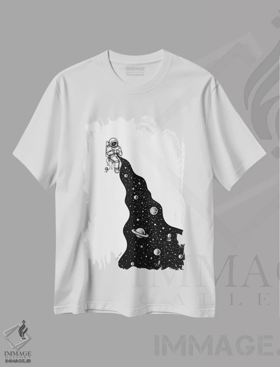 تیشرت سفید طرح دار جهان در هم تنیده است، هنر دیجیتال سیاه و سفید اثر انکل دیکا | immage.ir