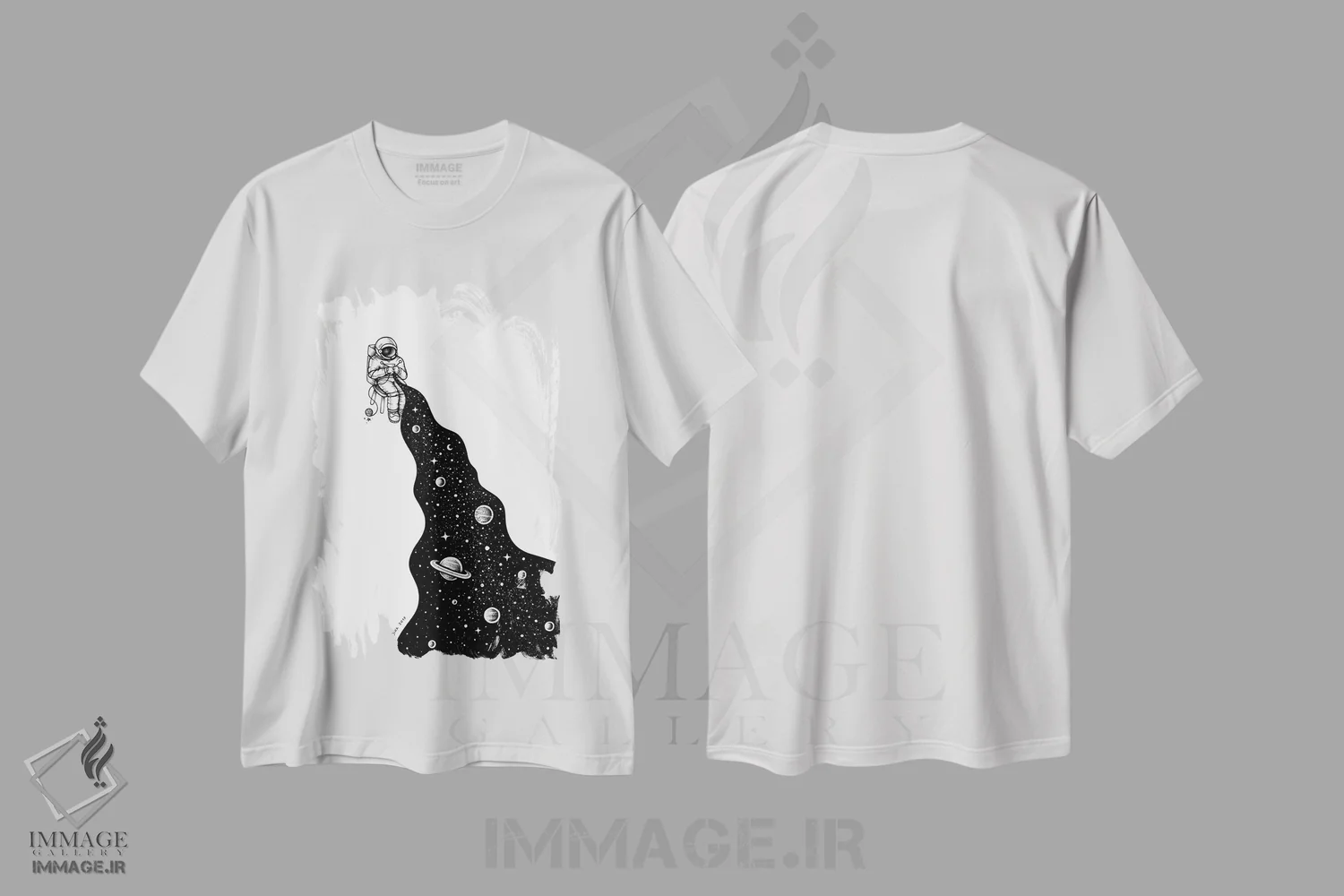تیشرت سفید طرح دار جهان در هم تنیده است، هنر دیجیتال سیاه و سفید اثر انکل دیکا | immage.ir