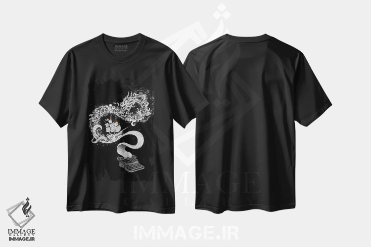 تیشرت مشکی طرح دار تخیل رهاشده، هنر دیجیتال اثر انکل دیکا | immage.ir