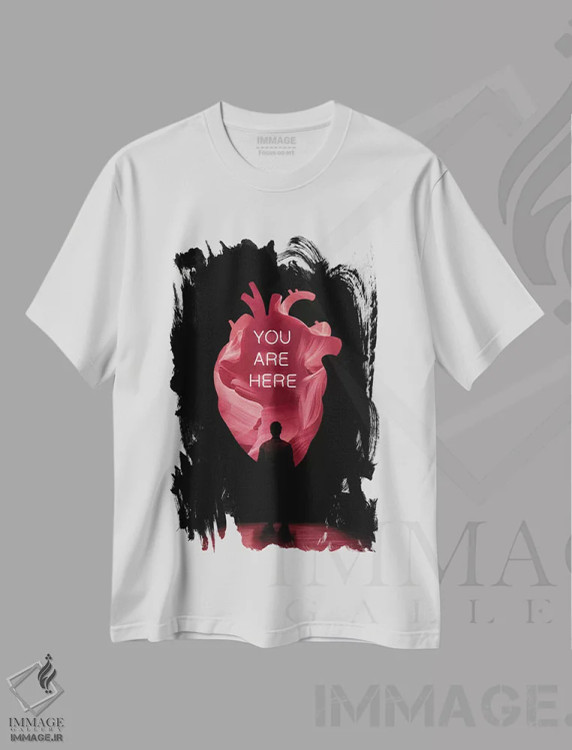تیشرت سفید طرح دار تو اینجایی، هنر دیجیتال اثر انکل دیکا | فروشگاه ایماژ