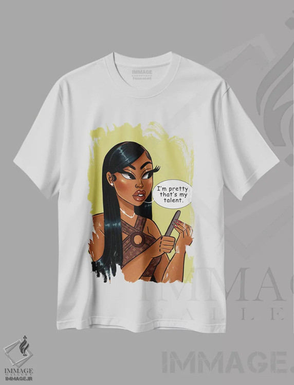 تیشرت سفید طرح دار هدر سخت گیر، هنر آمریکایی آفریقایی تبار اثر استر لا مین دور | فروشگاه ایماژ