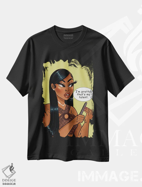 تیشرت مشکی طرح دار هدر سخت گیر، هنر آمریکایی آفریقایی تبار اثر استر لا مین دور | immage.ir
