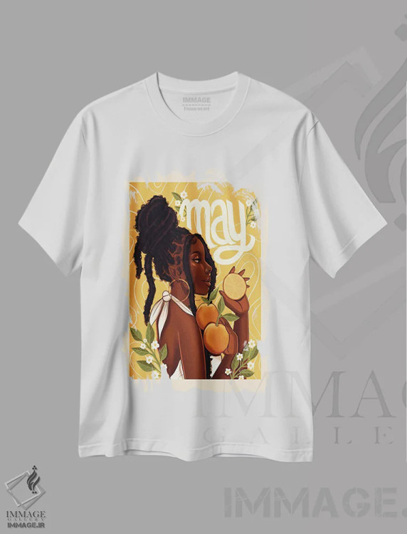 تیشرت سفید طرح دار می، هنر آمریکایی آفریقایی تبار اثر استر لا مین دور | فروشگاه ایماژ
