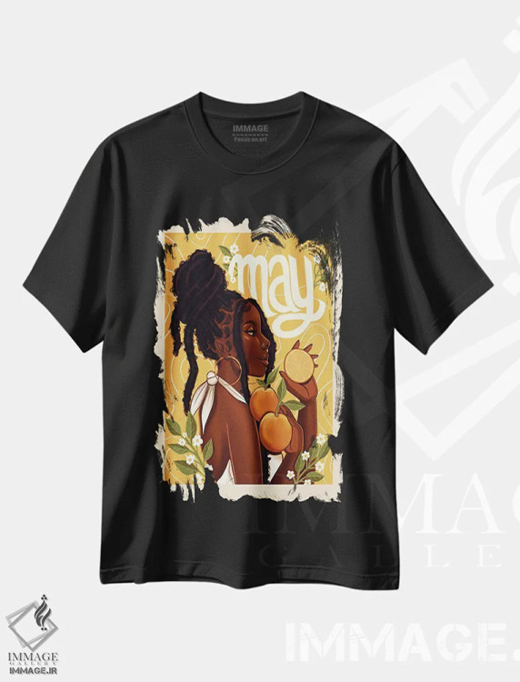 تیشرت مشکی طرح دار می، هنر آمریکایی آفریقایی تبار اثر استر لا مین دور | immage.ir