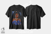 تیشرت مشکی طرح دار پرنسس آبی، هنر آمریکایی آفریقایی تبار اثر استر لا مین دور | فروشگاه ایماژ