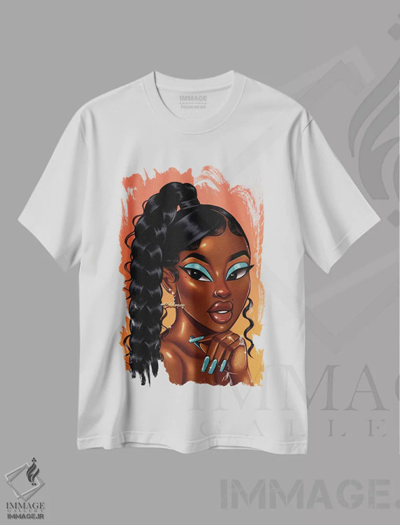 تیشرت سفید طرح دار کلویی، هنر آمریکایی آفریقایی تبار اثر استر لا مین دور | فروشگاه ایماژ