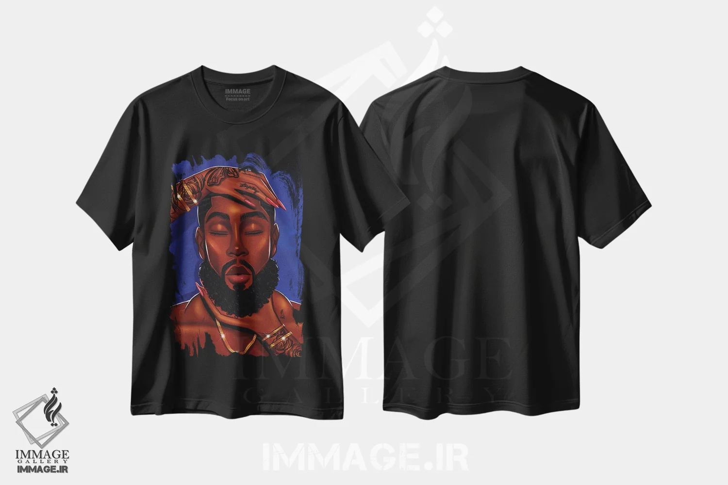 تیشرت مشکی طرح دار صلح او، هنر آمریکایی آفریقایی تبار اثر استر لا مین دور | فروشگاه ایماژ