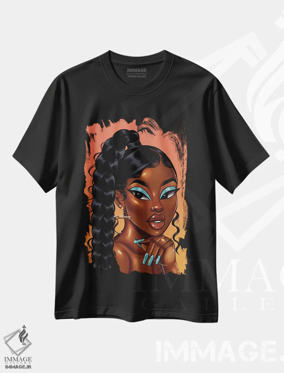 تیشرت مشکی طرح دار کلویی، هنر آمریکایی آفریقایی تبار اثر استر لا مین دور | immage.ir