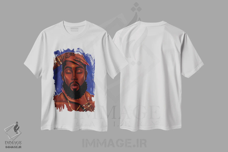 تیشرت سفید طرح دار صلح او، هنر آمریکایی آفریقایی تبار اثر استر لا مین دور | immage.ir