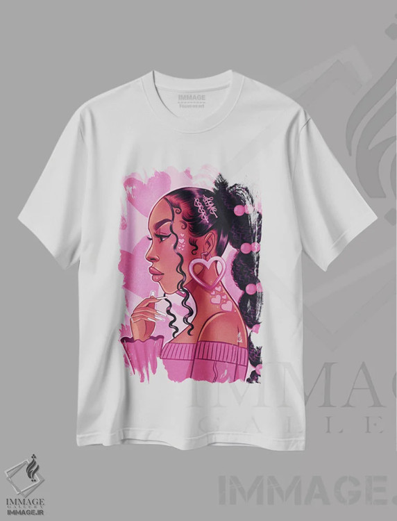 تیشرت سفید طرح دار بیست و یک، هنر آمریکایی آفریقایی تبار اثر استر لا مین دور | فروشگاه ایماژ