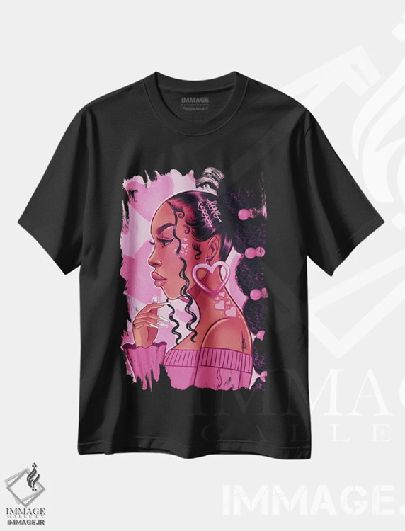 تیشرت مشکی طرح دار بیست و یک، هنر آمریکایی آفریقایی تبار اثر استر لا مین دور | immage.ir