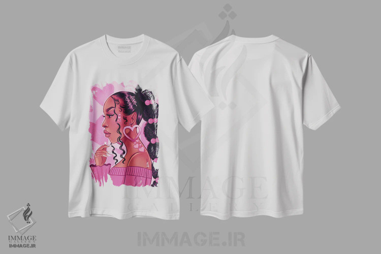 تیشرت سفید طرح دار بیست و یک، هنر آمریکایی آفریقایی تبار اثر استر لا مین دور | فروشگاه ایماژ