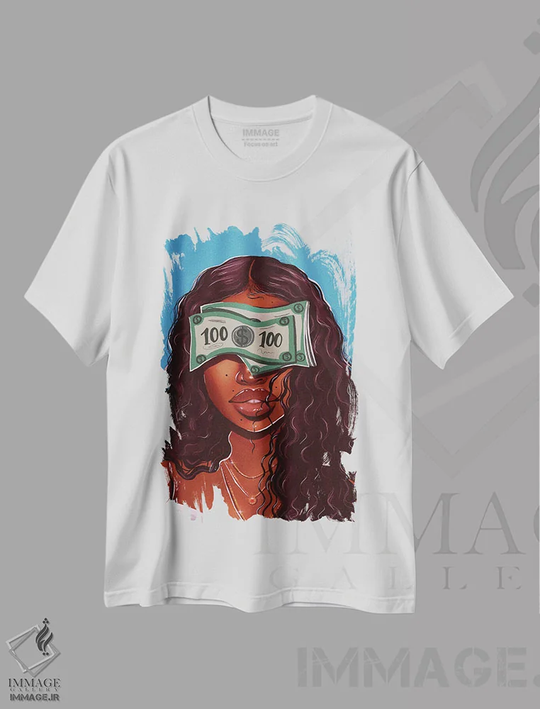 تیشرت سفید طرح دار نابینا شده، هنر آمریکایی آفریقایی تبار اثر استر لا مین دور | immage.ir