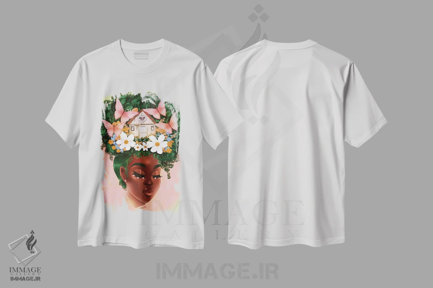 تیشرت سفید طرح دار پناهگاه، هنر آمریکایی آفریقایی تبار اثر استر لا مین دور | immage.ir