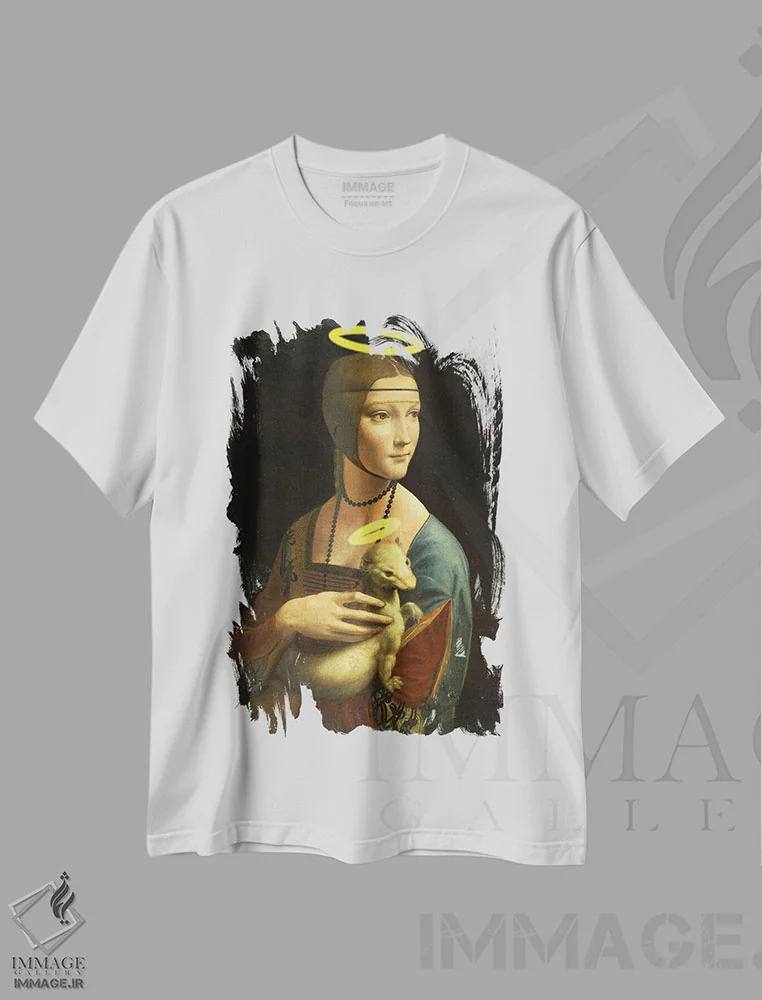 تیشرت سفید طرح دار بانویی با هرمین مقدس، هنر دیجیتال اثر آرت اله | immage.ir
