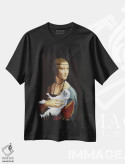 تیشرت مشکی طرح دار بانویی با راهب، هنر دیجیتال اثر آرت اله | immage.ir