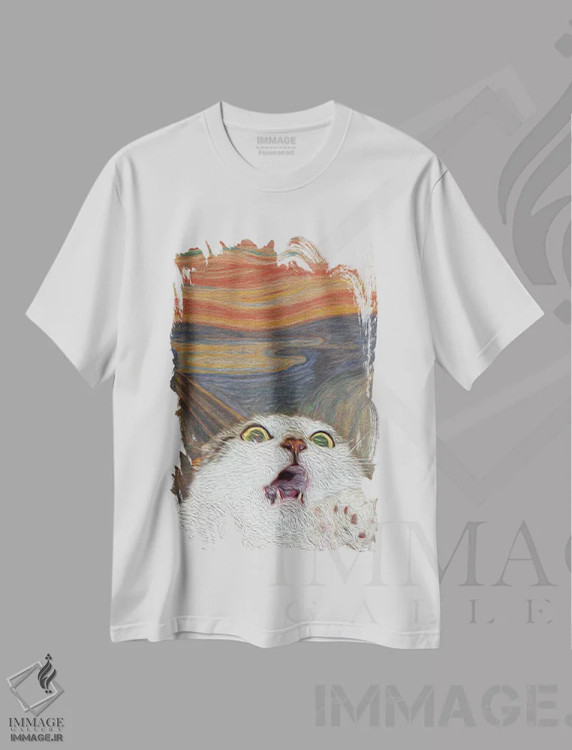 تیشرت سفید طرح دار میو ۳، هنر دیجیتال اثر آرت اله | immage.ir