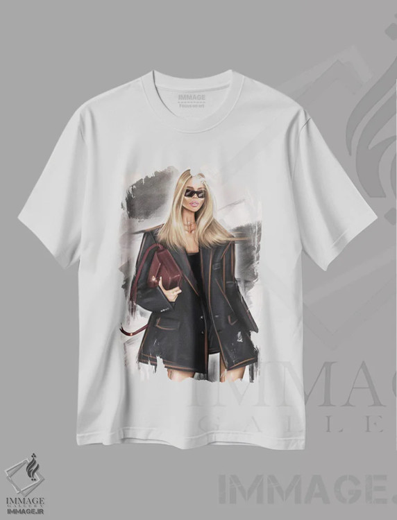 تیشرت سفید طرح دار مدل مد، هنر دیجیتال اثر ارین فلیس | فروشگاه ایماژ